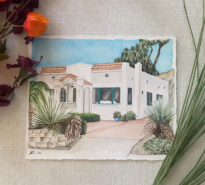 Custom watercolor house portrait
