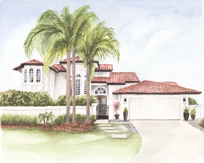 Custom watercolor house portrait