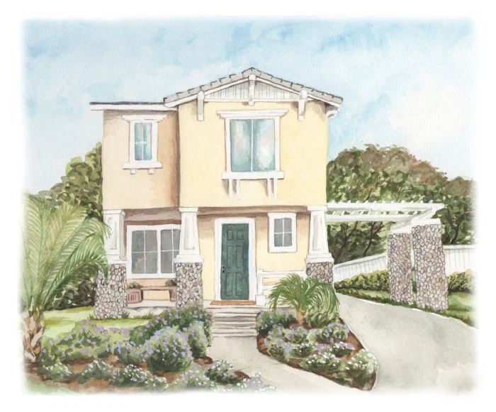 Custom watercolor house portrait