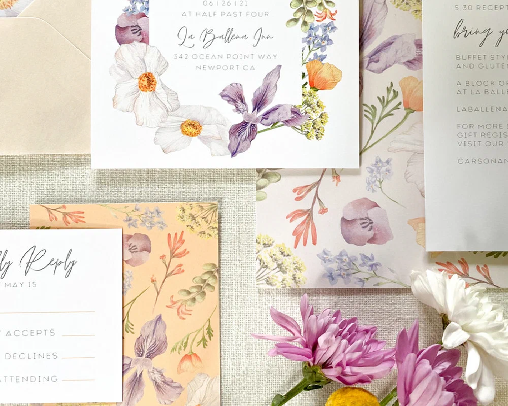 Custom watercolor wedding stationery suite