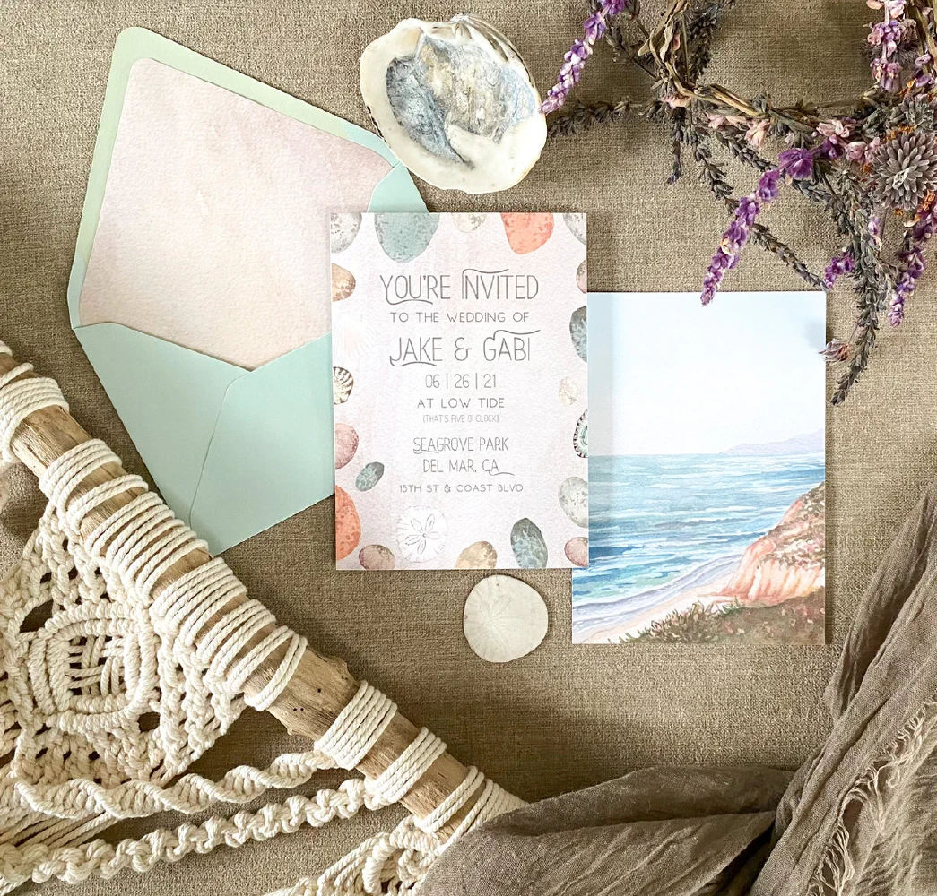 Custom watercolor wedding stationery suite