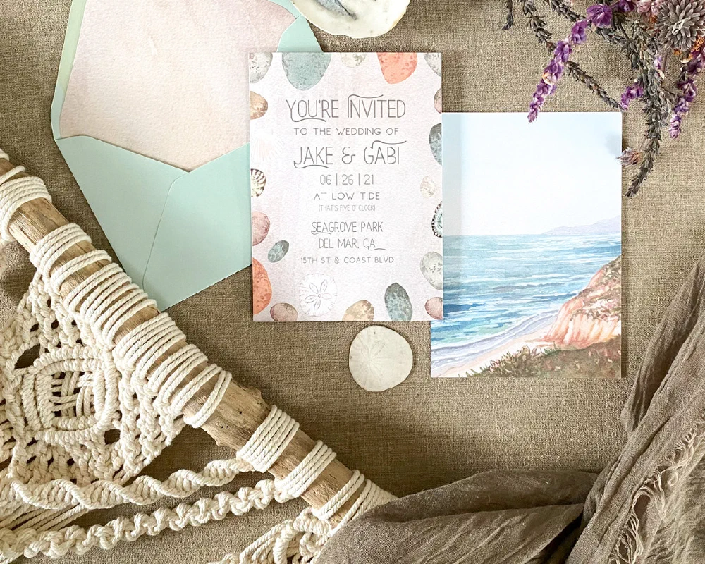 Custom watercolor wedding stationery suite