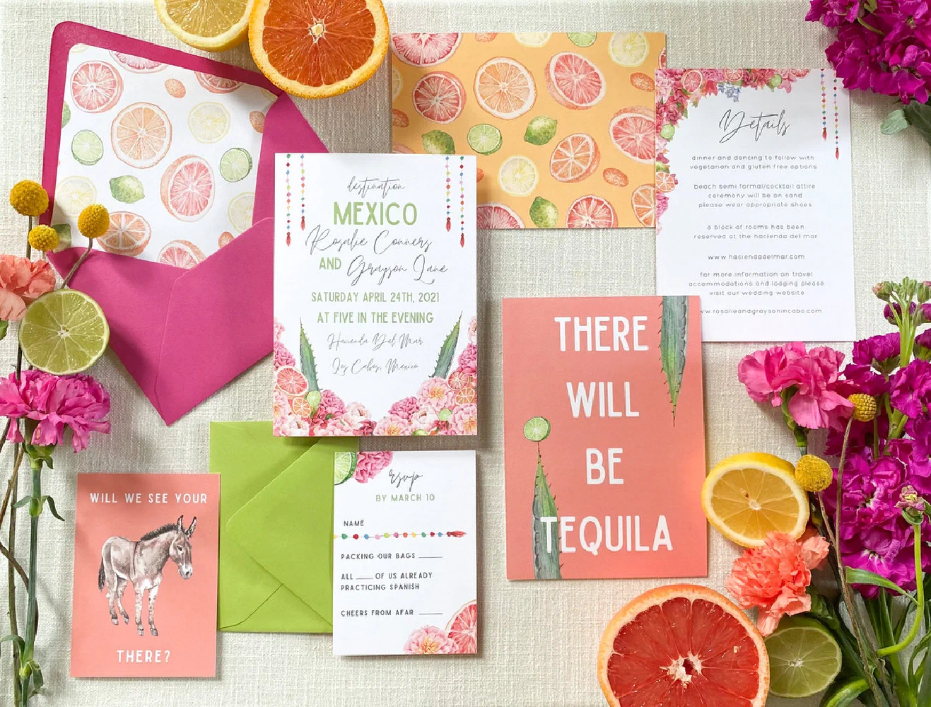 Custom watercolor wedding stationery suite