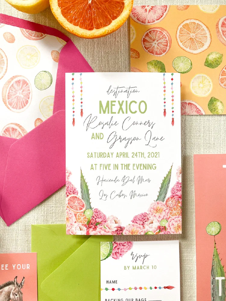 Custom watercolor wedding stationery suite