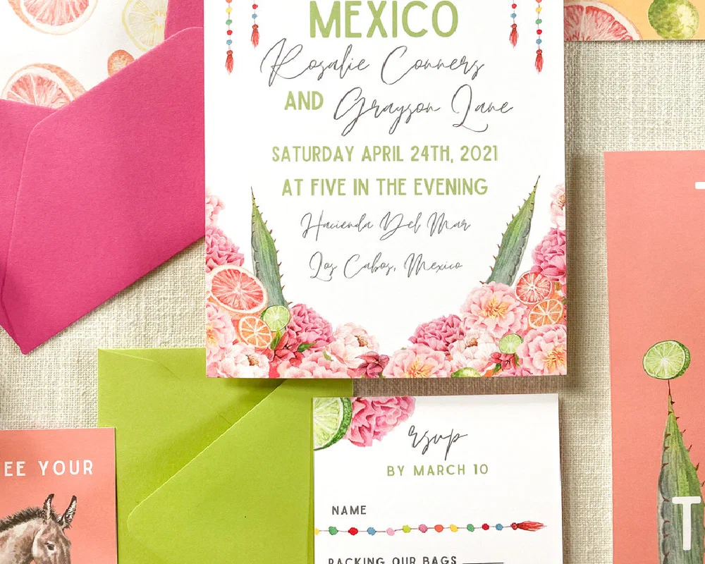 Custom watercolor wedding stationery suite