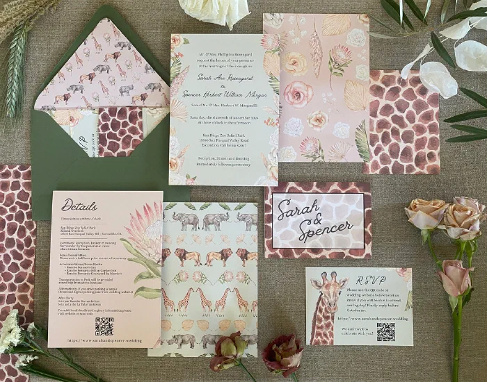 Custom watercolor wedding stationery