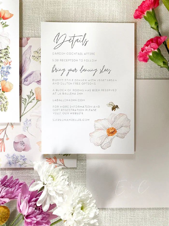 Custom watercolor wedding stationery