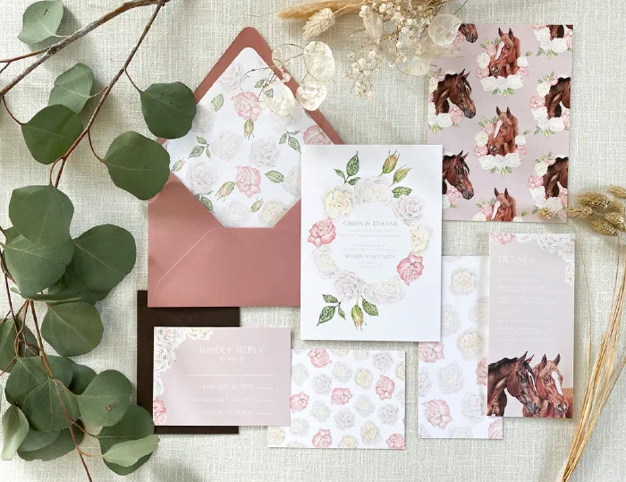 Custom watercolor wedding stationery